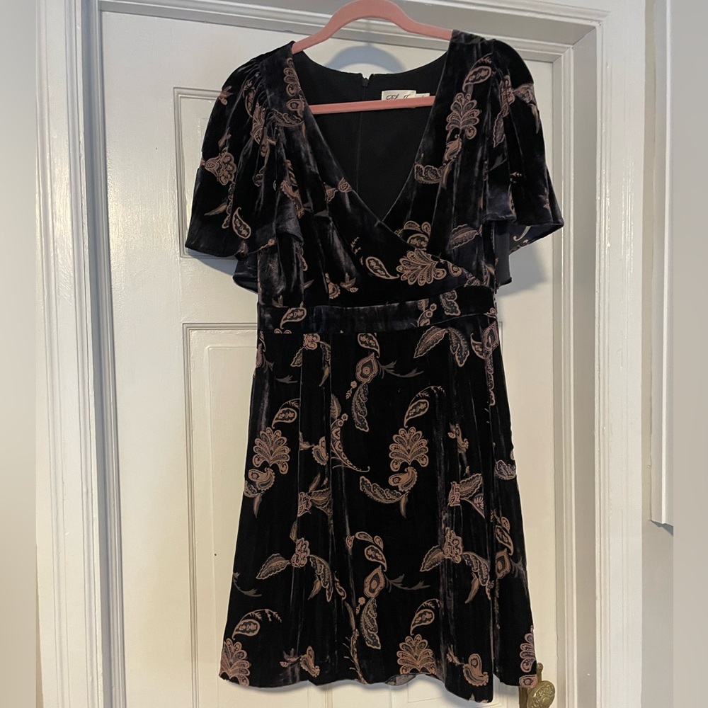 Eliza J Velour Flutter Sleeve Dress